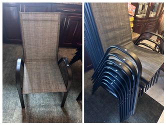NEW Sour Citrus Stackable Patio Chairs Set of 8 All Weather Outdoor Dining Chairs with Textilene