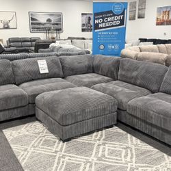 Dark Gray Corduroy Modular Sectional