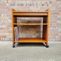 Mid Century Modern Teak Bar Cart Or Record Cart Stand Vintage