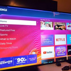 55" Insignia 4k Not Smart But Come With  Roku  Fire Stick U Got All Apps U Need Already Set Come With Swivel Mount Set.  Great Quality Pic 