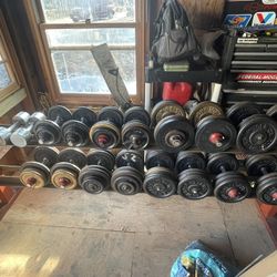 Dumbells With Homemade Rack (Over 500 Pounds) - See Description