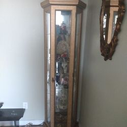 Gold Curio, With Glass Shelves 