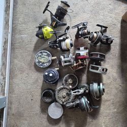 9 Antique Fishing reals and 6 fly