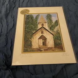 1997 Artist JA Julie Taylor Maui Hawaii Fine Art Keomuka Village Church - Lanai