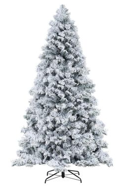 6.5 ft Pre-lit Green Flocked Frisco Pine Christmas Tree.