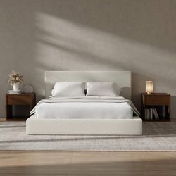 AirFrame Queen Bed Frame with Headboard, Cloud Upholstered Platform Bed Frame, 5 Inch Foam Cushioned, No Box Spring, Easy Assembly(Cream Boucle)
