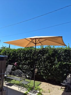 10x6.5” ft rectangle market umbrella patio color: tan Kaky base not included