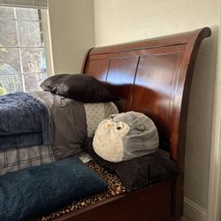 Brown Wooden Queen Bed Frame