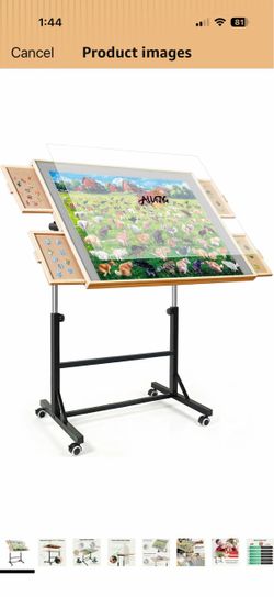Tilting Puzzle Table with Stand and Drawers