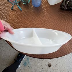 Glassbake Milk Glass Divided Dish J239