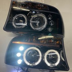 2LHP-DAK97G-BK-AM 97-01 Dodge Dakota halogen projector Black Housing Amber Headlights
