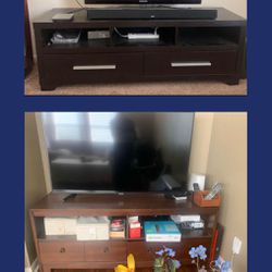 TV Display Storage Cabinet Unit With 2 Big Drawers And Shelves