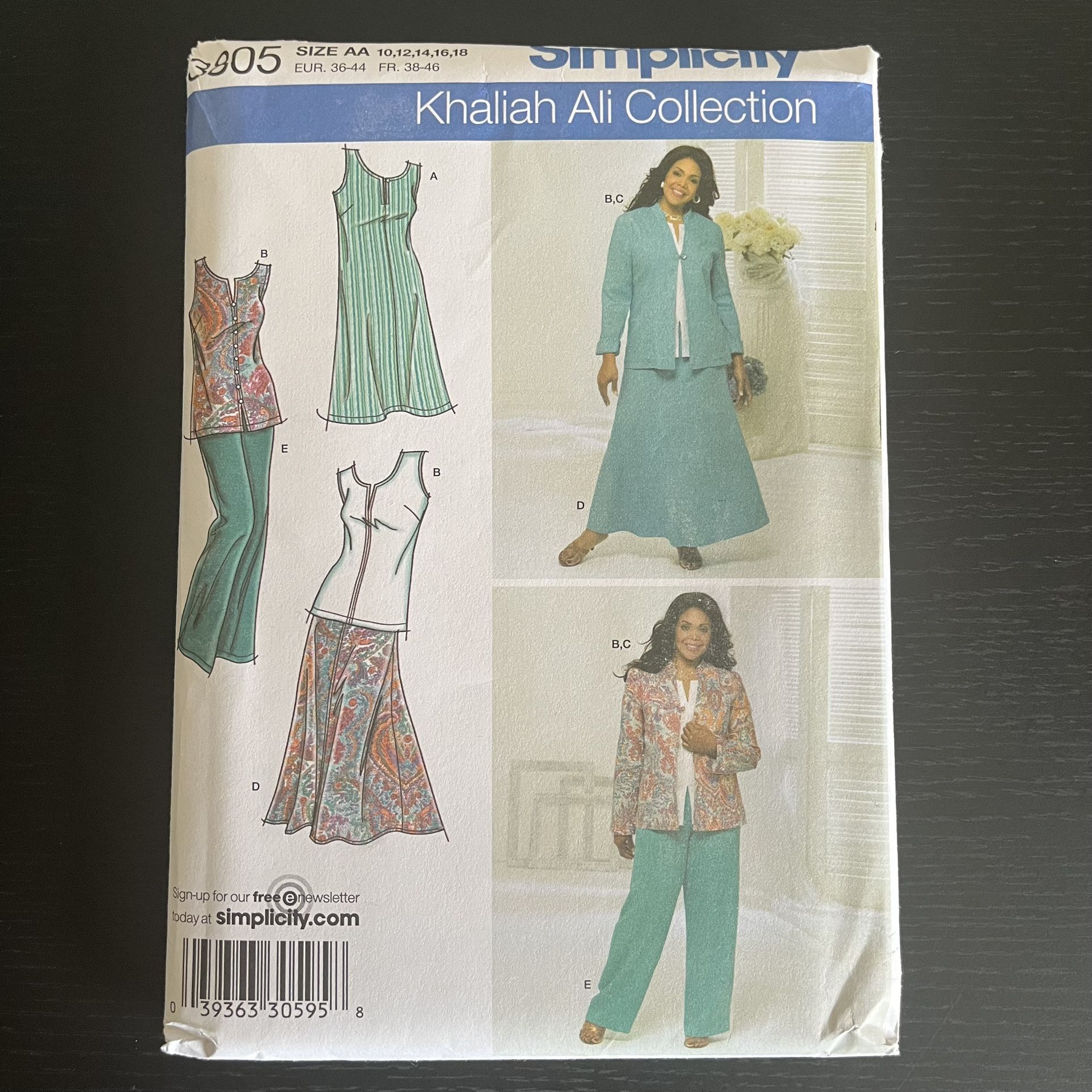 Simplicity Sewing Pattern Size 10 - 18 Khaliah Ali Collection 3805