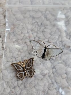 Set of 2 - Butterfly Brooch Pins