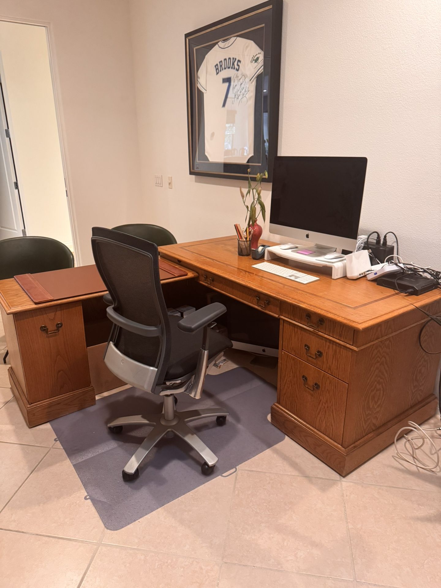 L shape oak desk