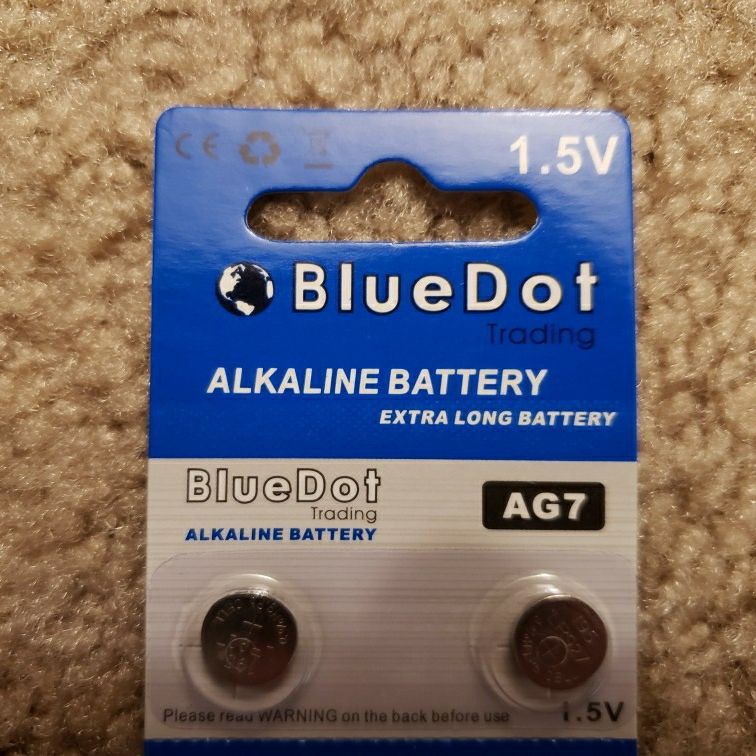 BlueDot Alkaline Battery 1.5V AG7 Button Cell Batteries (2 Batteries) - New