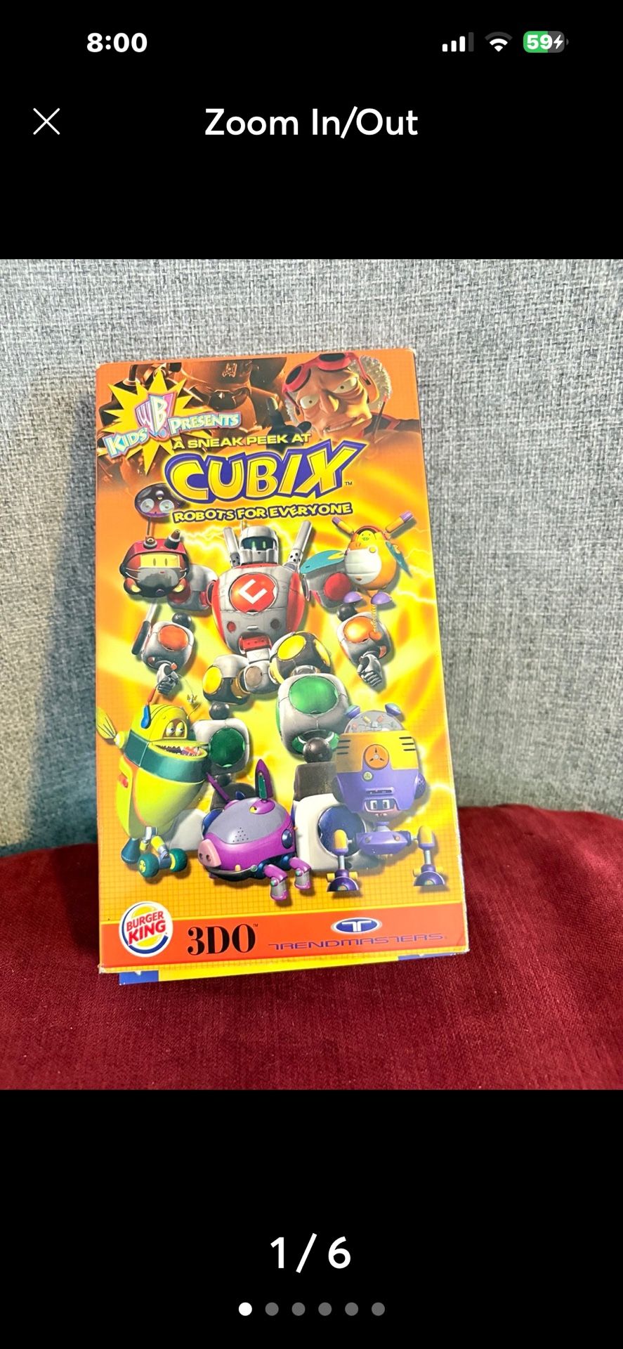 Never Use Cubix VHS 2001 Tapes Robots for Everyone Burger King WB Kids Presents