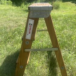 Vtg Wooden 3 Step Ladder Stool Keller Rustic Primitive Country Plant Stand   