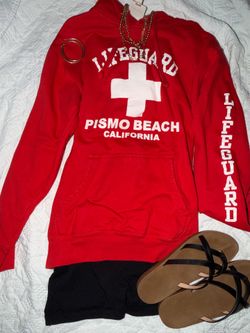 Pismo beach CA lifeguard red hoddie