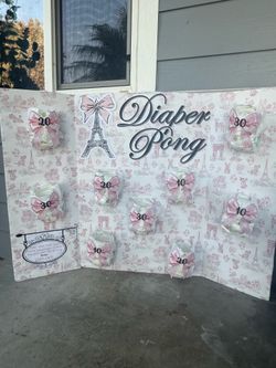 Diaper pong baby shower games