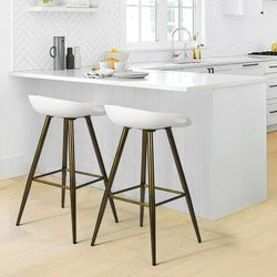 Nordic Style, White Counter Height Stools. White With Bronze Leg Bar Stools  
