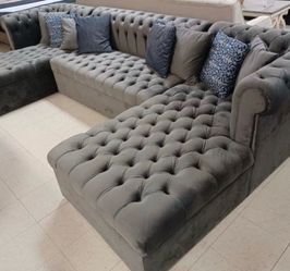 Modern Velvet Soft Tuft Couches - Gray, Black or Blue - SAME DAY DELIVERY -