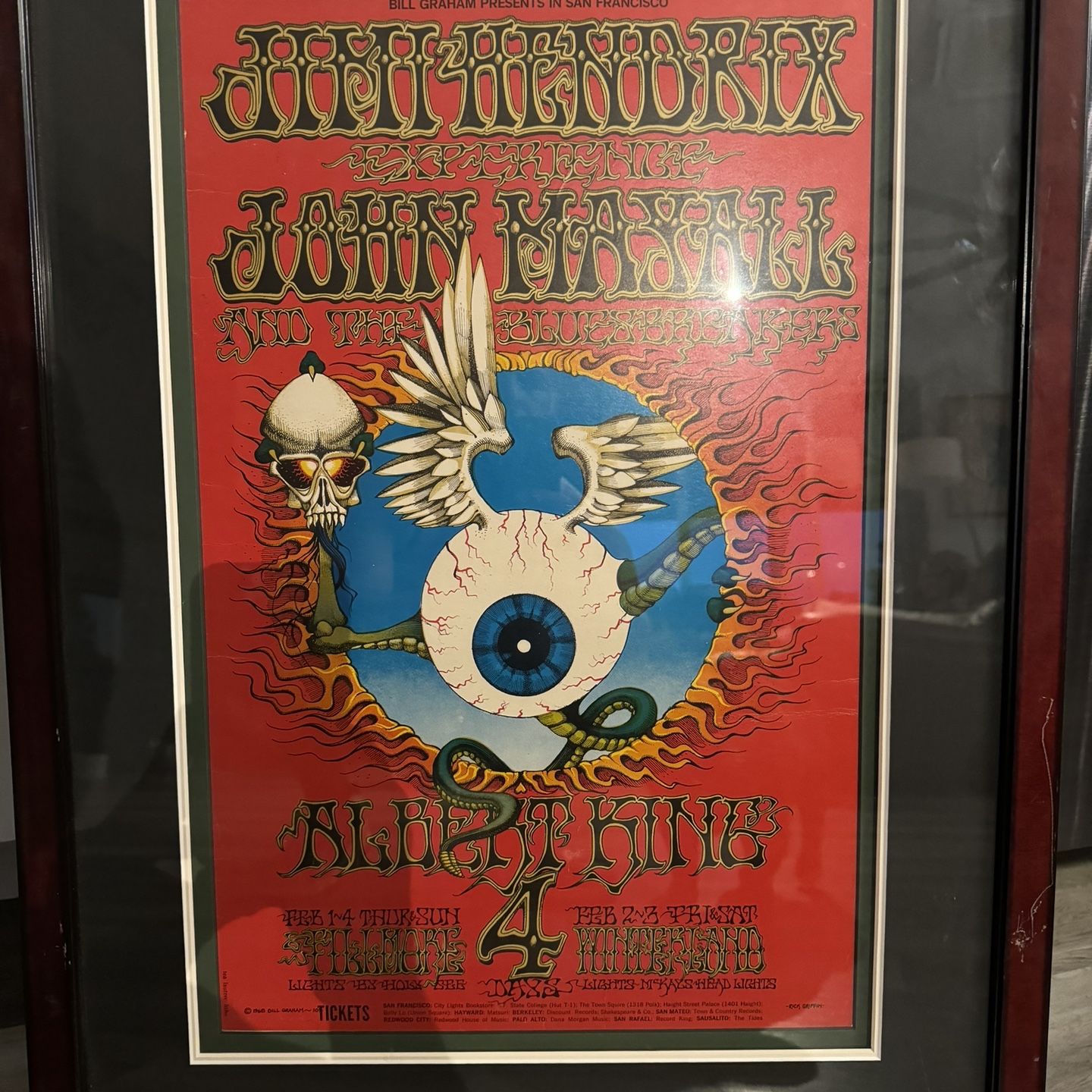 1968 Jimi Hendrix BG-105-2 Flying Eyeball second print Concert