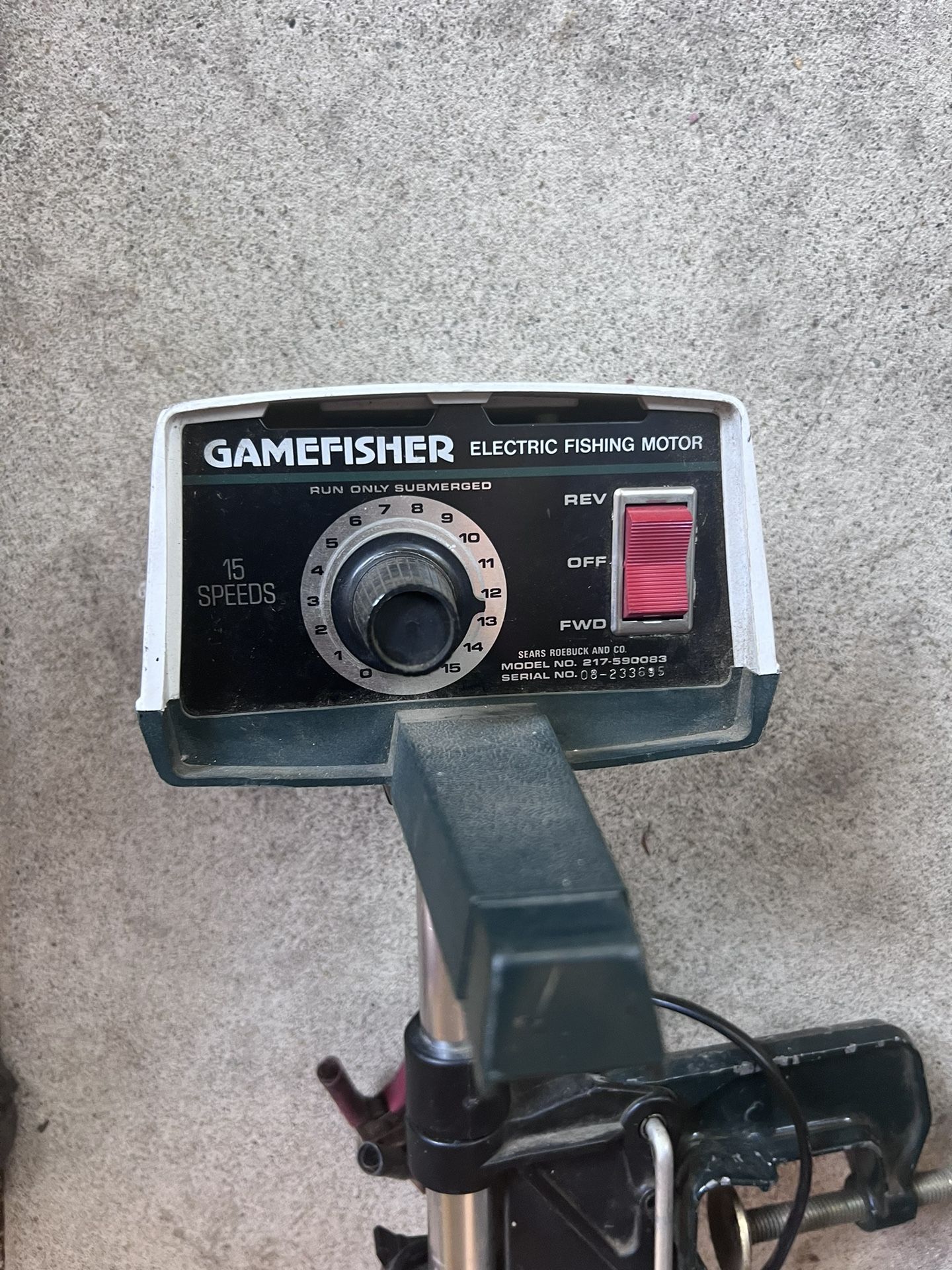 VINTAGE GAMEFISHER ELECTRIC TROLLING MOTOR 15 SPEED