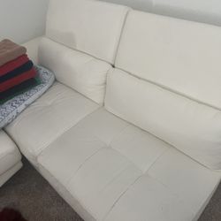 Modern White Leather Sectional Couch And Loveseat With Chase