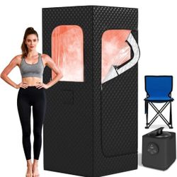 Portable Steam Sauna Box for Home, Infrared Sauna Tent with 3L Steam Generator, Remote Control, 15 Temperature Levels, 66 Minute Timer, Indoor Sauna w