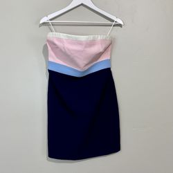 Likely Women’s Marena Strapless Mini Colorblock Dress Blue Pink White Size 6 NWT