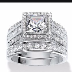❤️ Princess Cut 2.75ct White Sapphire Stamped 925 Ring 2pc Size 6/7/8/9/10 *See Other Items*