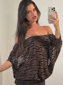 Women Sexy Zebra Stripes Print Open Back Off Shoulder Bodycon Mini Dress