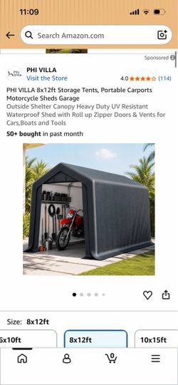 PHI VILLA 8x12ft Portable Storage Tent Carport