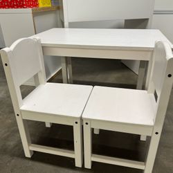 White Kids Furniture Set – Desk, Table, 2 Chairs & Storage Cabinet