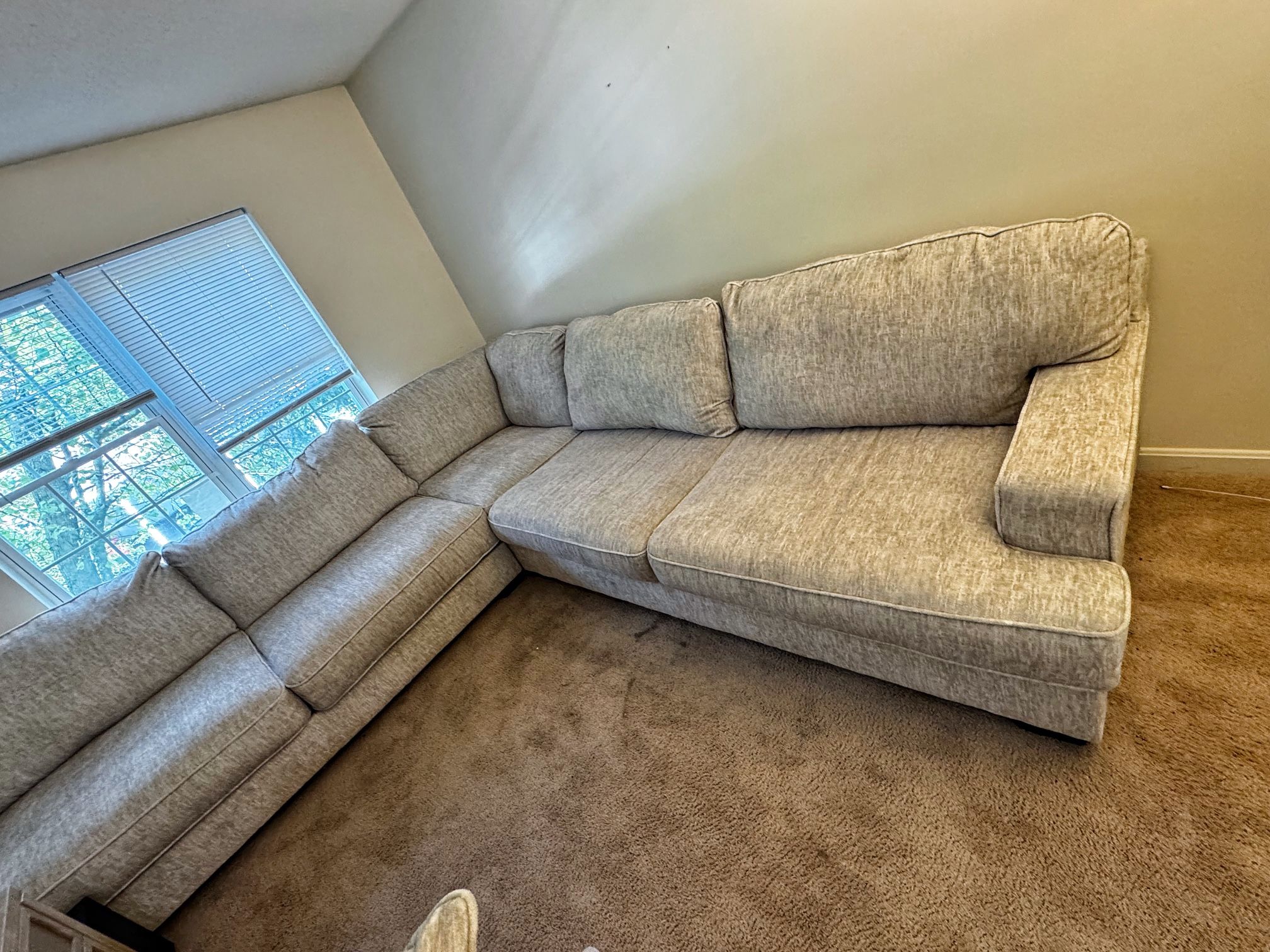 Large 3-Piece Sectional Couch – Beige, Deep Seating