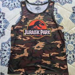 Jurassic Park Tank Top Woodland Camo Universal Studios