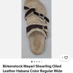 Birkenstock Mayari Shearling Oiled Leather Habana Color Regular Wide