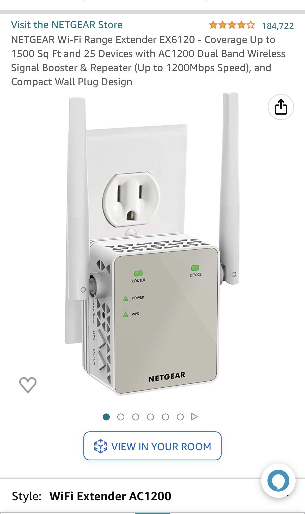 NETGEAR Wi-Fi Range Extender AC1200