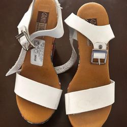 Women's print wedge heel sandals open toe pumps 