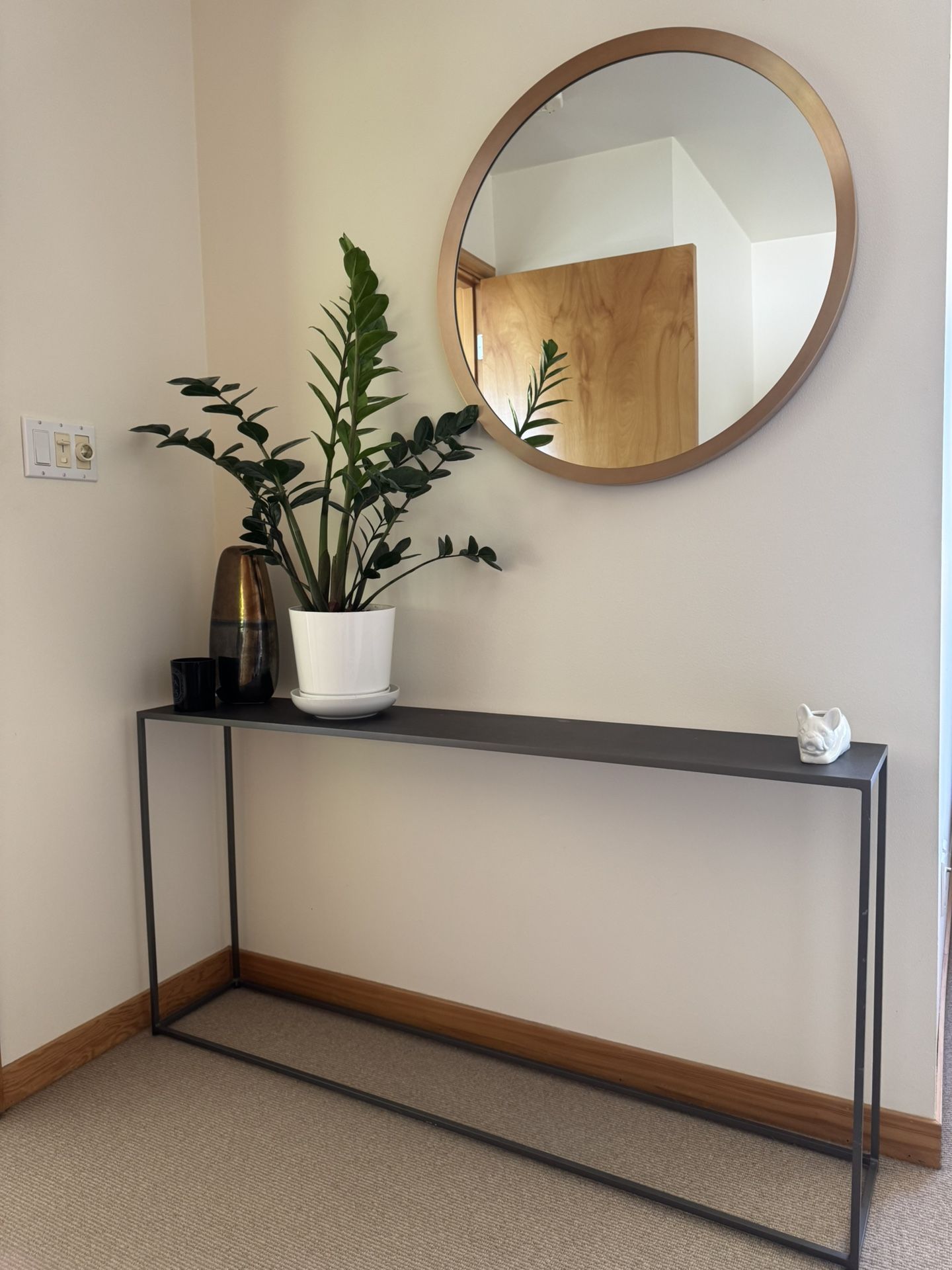 CB2 Mill Grey Metal Console Table 56”