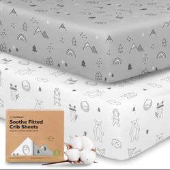 KeaBabies 2-Pack Organic Crib Sheets For Boys, Girls - 52x28 Fitted Crib Mattress Sheet Woodland