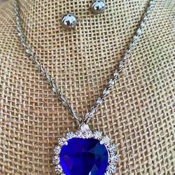 Juego Cadena Aretes Stainlend Piedras 