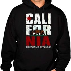 Classic California Republic Pullover Sweatshirt Hoodie | Men's Medium | Drawcord