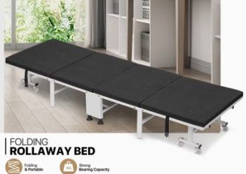 Folding Bed With  Wheels, Compact, Brand New