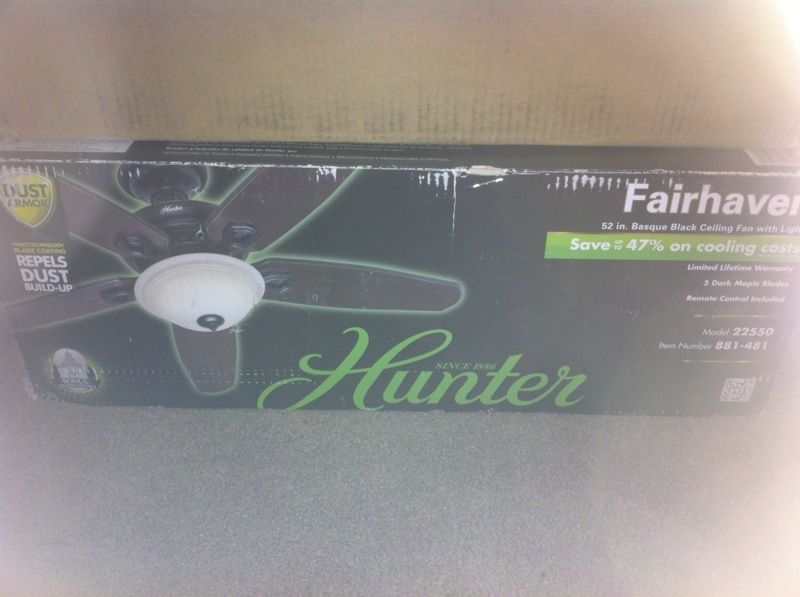 Hunter Fairhaven 52" Basque Black Ceiling Fan with Light