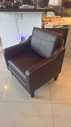 RENEWLINE PU Leather Mid-Century Design Accent Chair