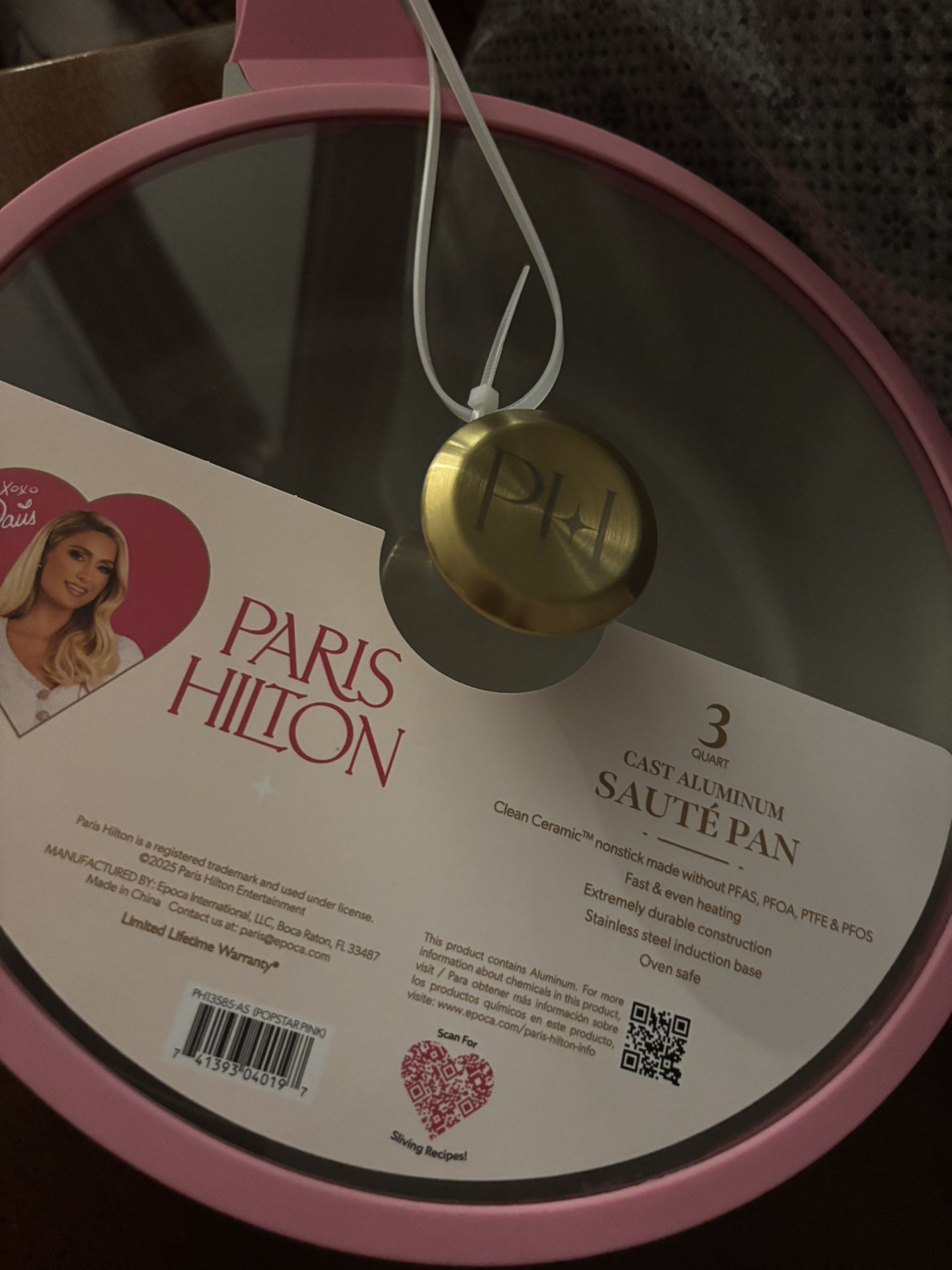 Paris Hilton Pink 3 Quart Cast Aluminum Sauté Pan