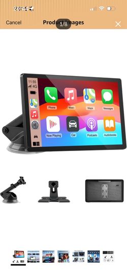 CarPlay Screen for Car, 9'' Wireless CarPlay & Android Auto - Smart Portable Touchscreen with Bluetooth/FM, Mirror Link, Voice Control, GPS Navigation