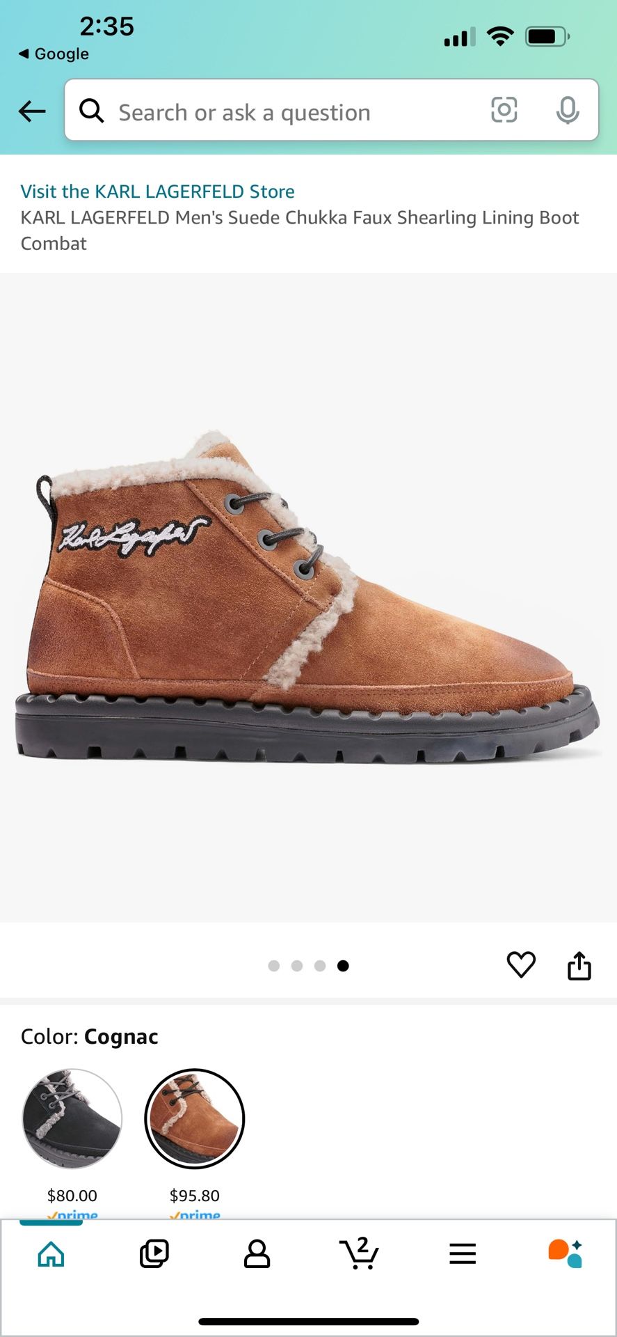 Karl Lagerfeld Paris Men's Suede Chukka Boots With Faux Shearling Lining - Classic Combat Style Boots - View #6